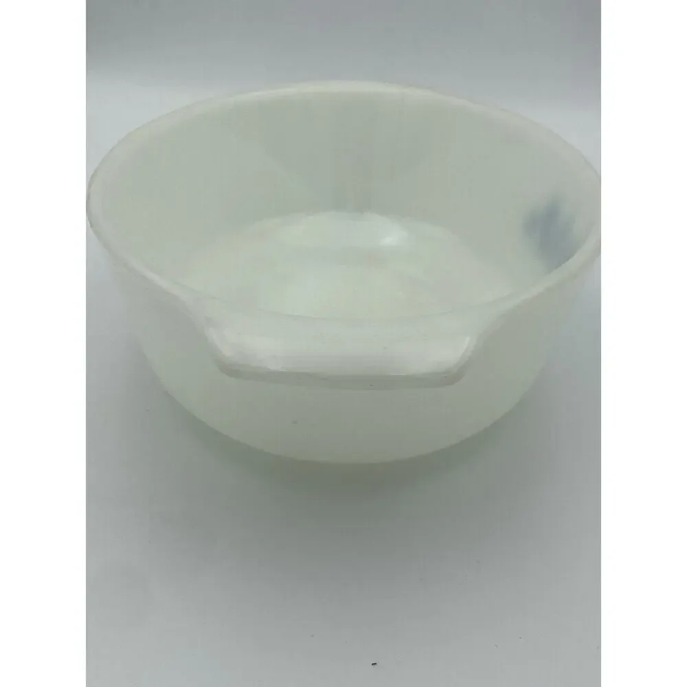 Fire-King Milk Glass Round Casserole Dish White Blue Floral Pattern 428